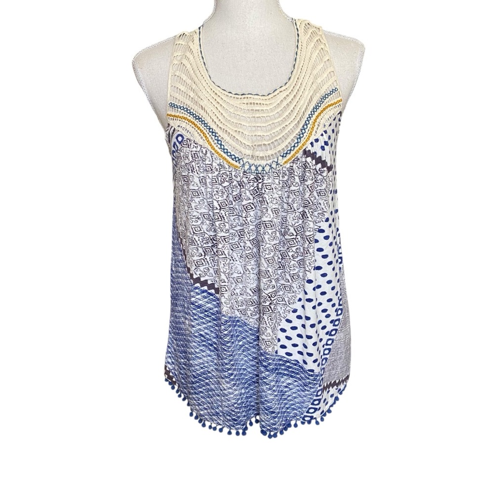Anthropologie One Summer Sleeveless Boho Patchwork Top Womens Size small